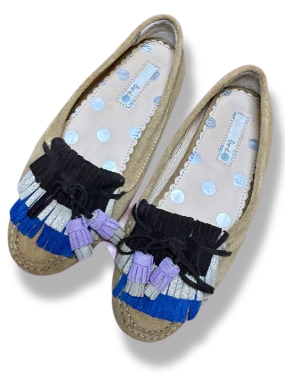 Boden Women's Tan Loafers with Fringe Detail
